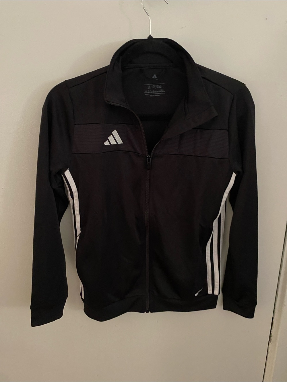 adidas Black Performance Track Jacket with White Stripes